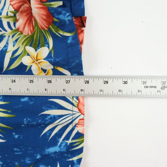 Two Palms Mens Hawaiian Shirt Large Rayon Button Up Blue Tropical Vacation - Picture 5 of 5